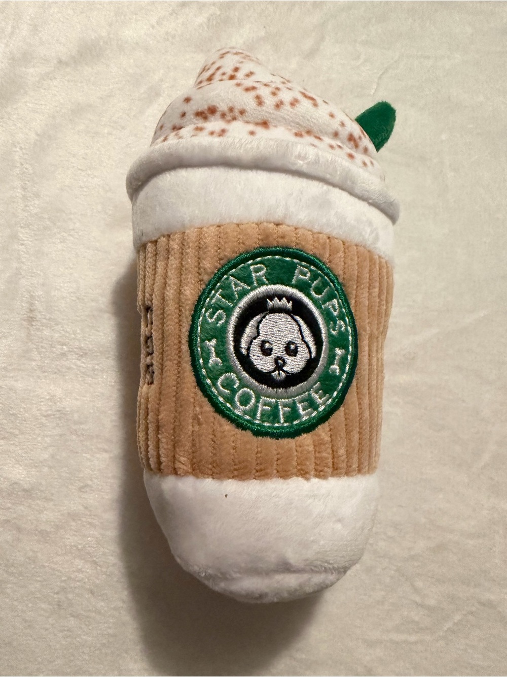 Nestpark Parody Star Pups Coffee  Plush Squeaky Crinkle Dog Toy